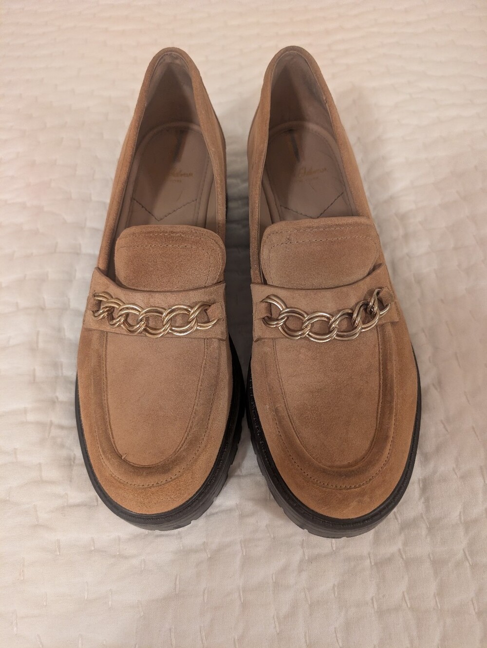 Sam Edelman Chain Loafers Brown Suede